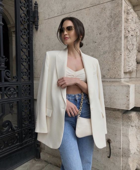 Blazer with bralette detail
